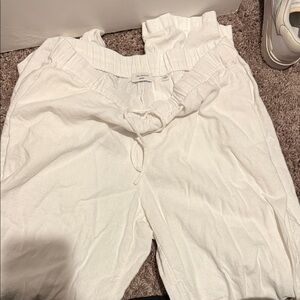 Aritzia Cream Elastic Waist Pants